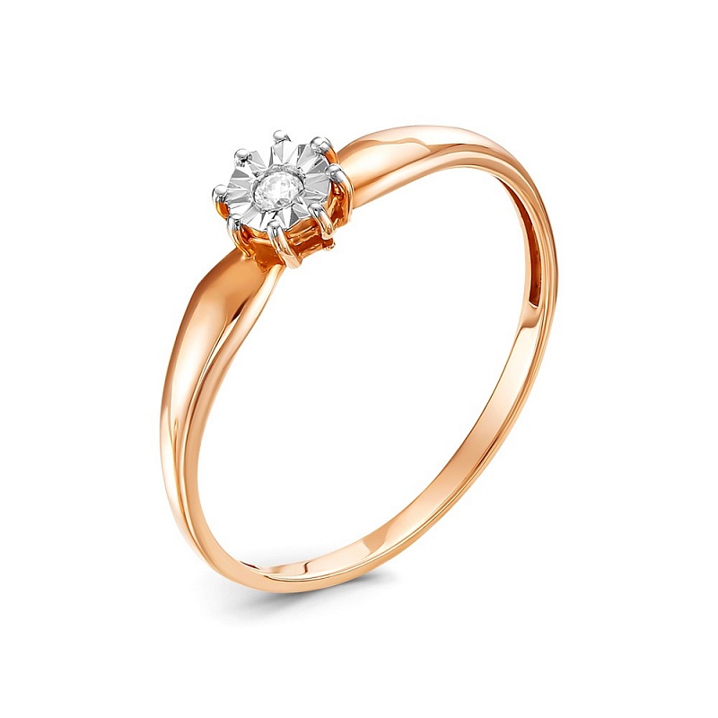 Кольцо с бриллиантом из красного золота 585 5-2937-103И1-1К          