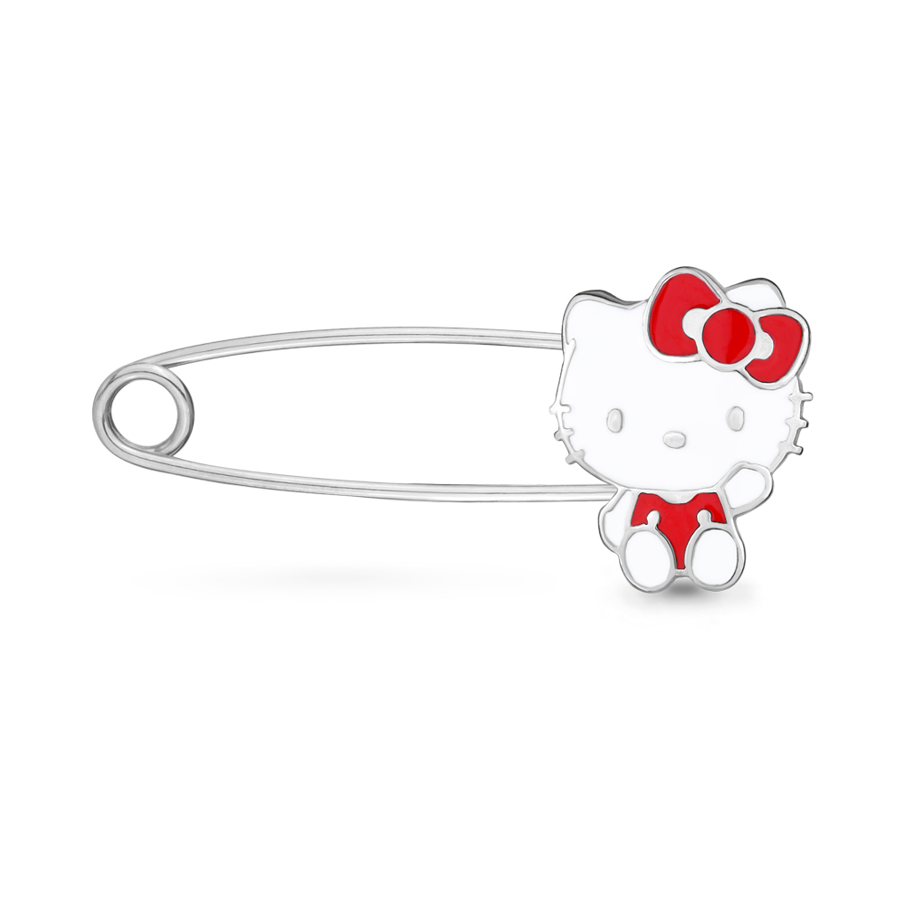 Булавка Hello Kitty с эмалью из серебра 925 с родированием 74429