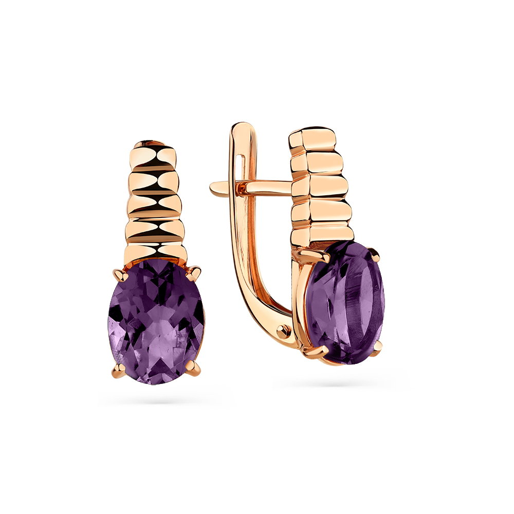 Серьги с александритами из красного золота 585 02-3-458-4800-010