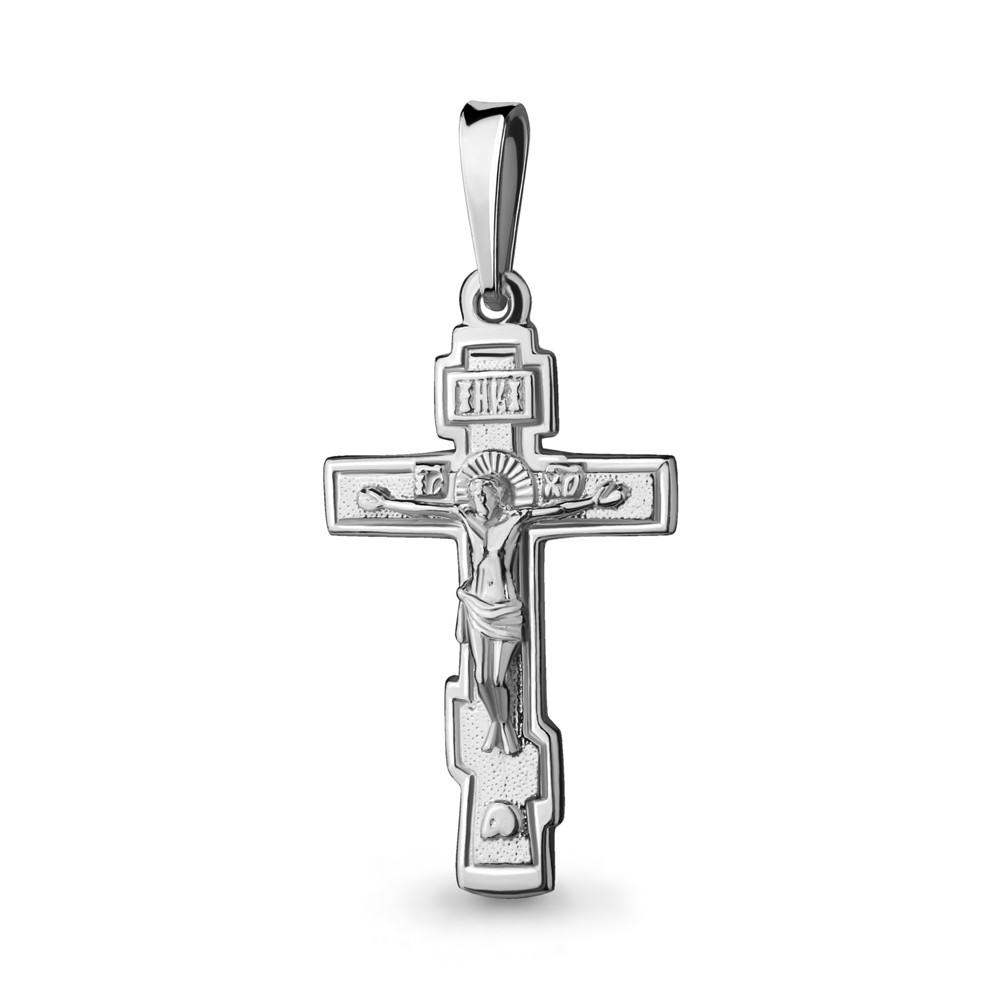 Крест без камней из серебра 925 с родированием