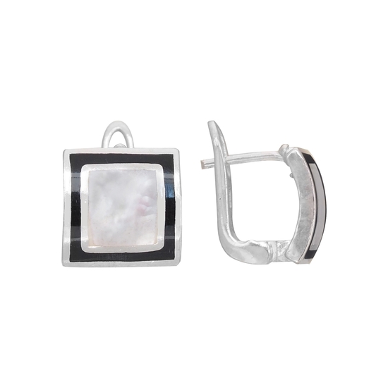 Серьги с перламутрами из серебра 925 с родированием ТПСН.497ПЛ0N