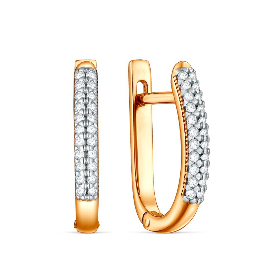 Серьги Дорожки с фианитами из серебра 925 с золочением С-7280зр200
