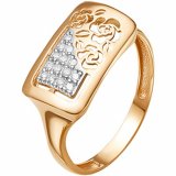 Кольцо с фианитами из красного золота 585 с родированием