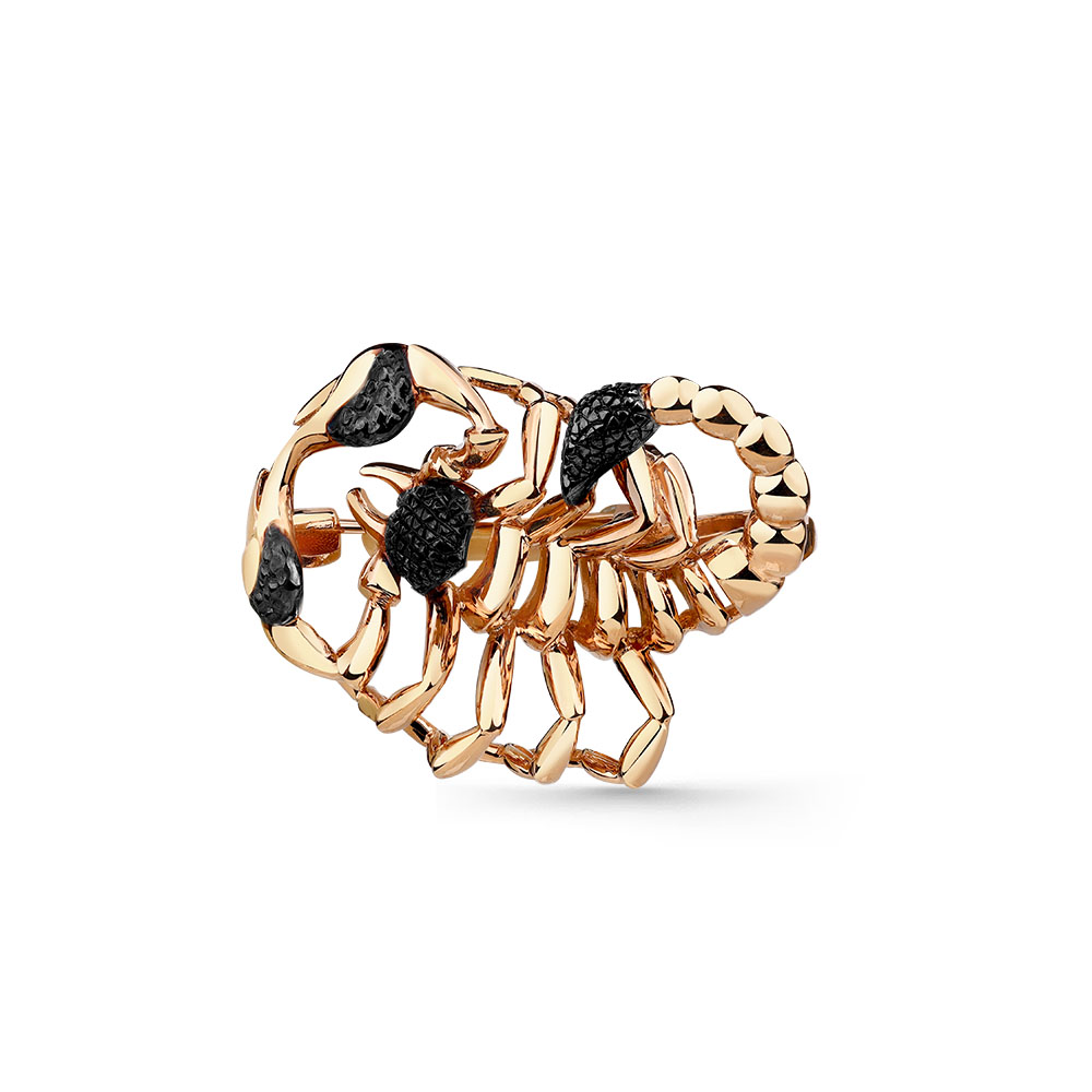 Брошь Скорпион из красного золота 585 с родированием 007-0019-0000-012