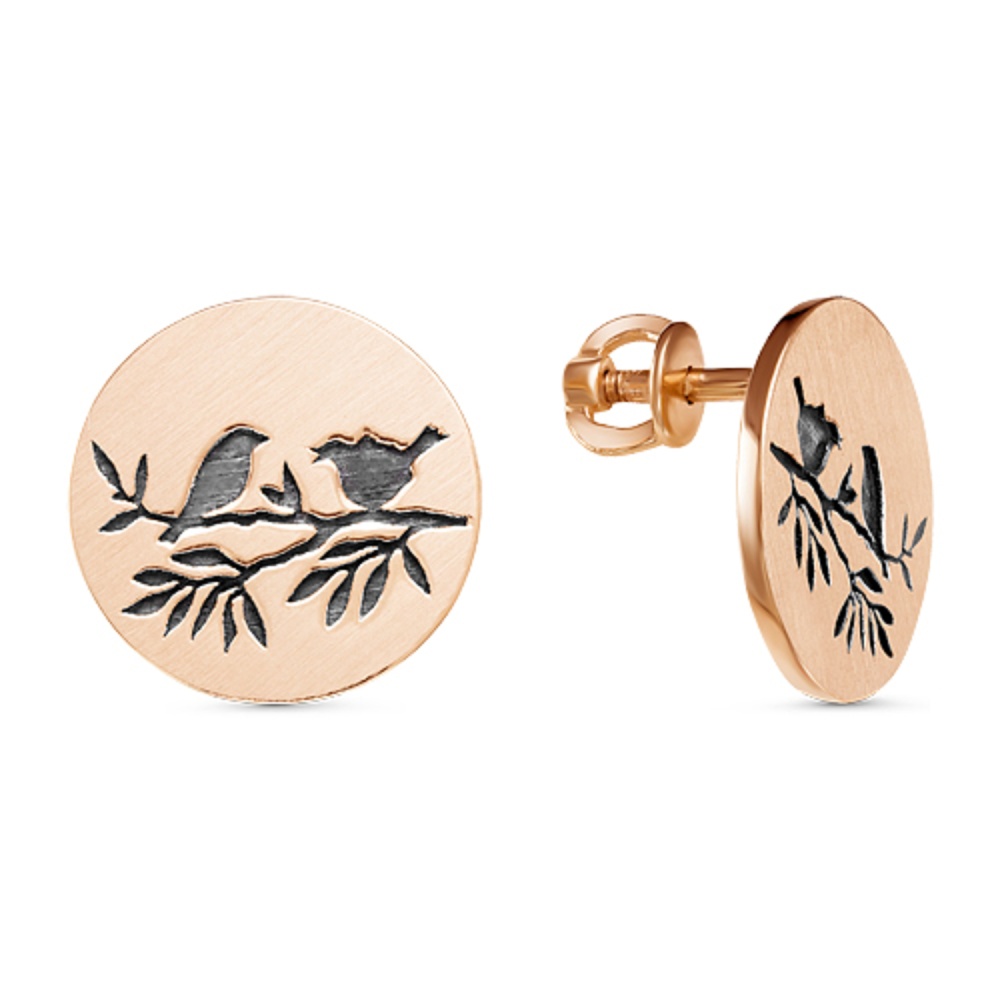 Серьги-пусеты Птицы из красного золота 585 12-0Н-0000-08903         
