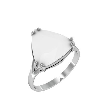 Кольцо с белым нефритом из серебра 925 с родированием 211053