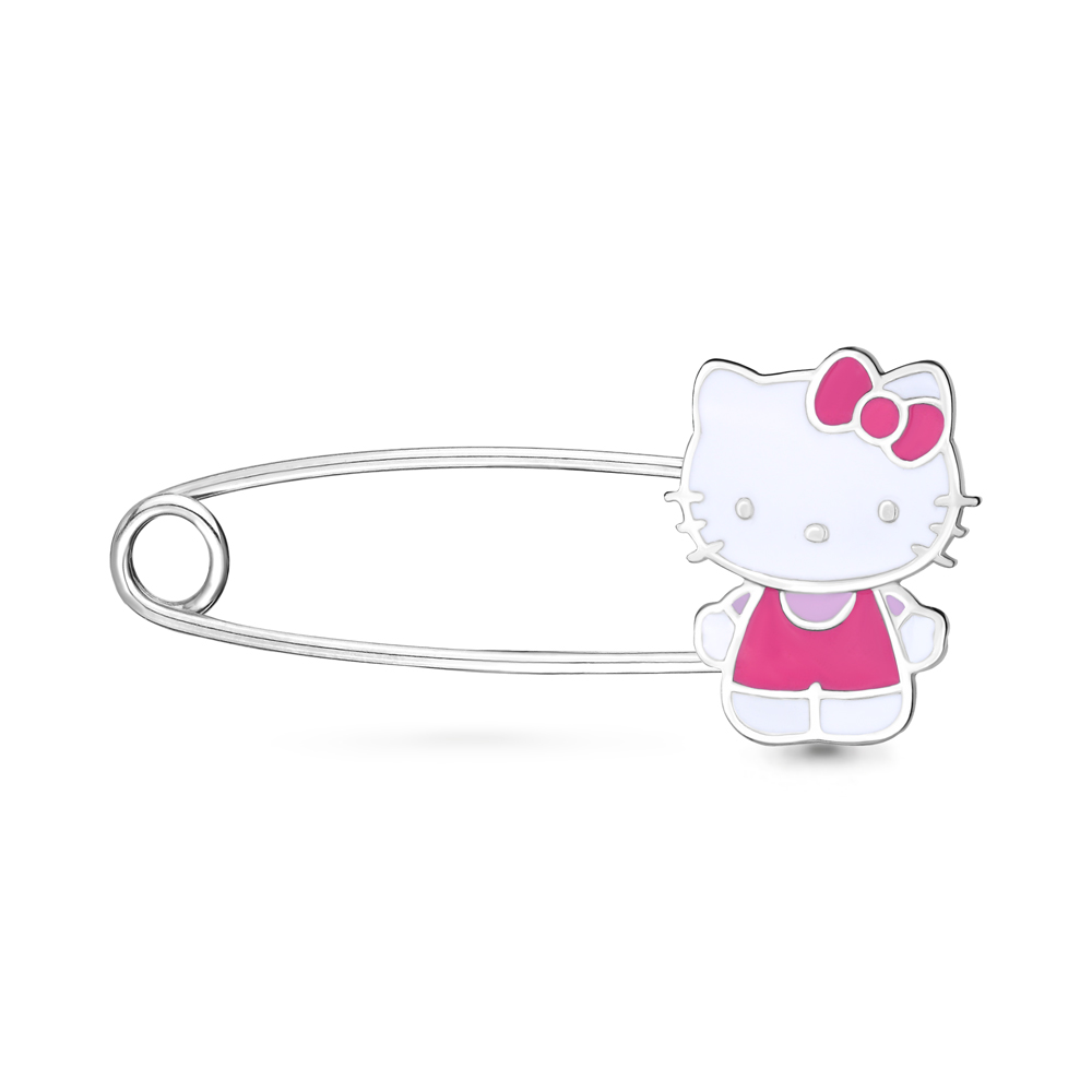 Булавка Hello Kitty с эмалью из серебра 925 с родированием 72783