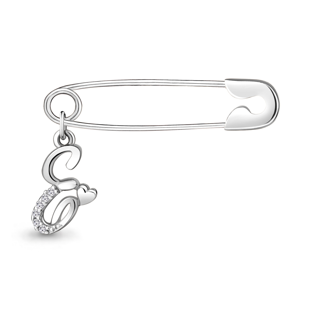 Булавка с фианитами из серебра 925 с родированием 72706А.5