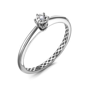 Кольцо с бриллиантом из белого золота 585 с родированием д1101474рб