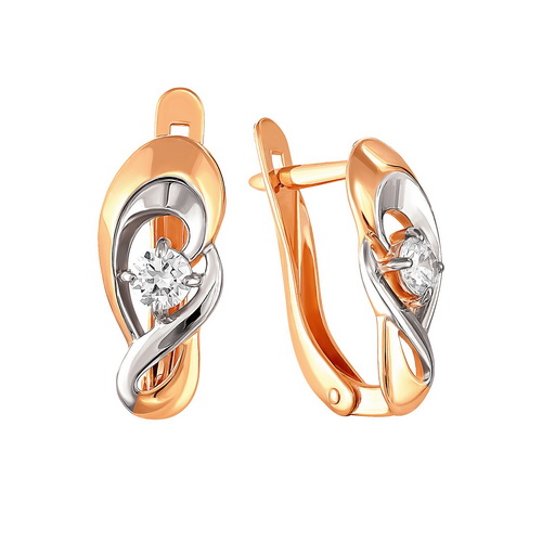 Серьги с фианитами из красного золота 585 2275507 1 1 1            