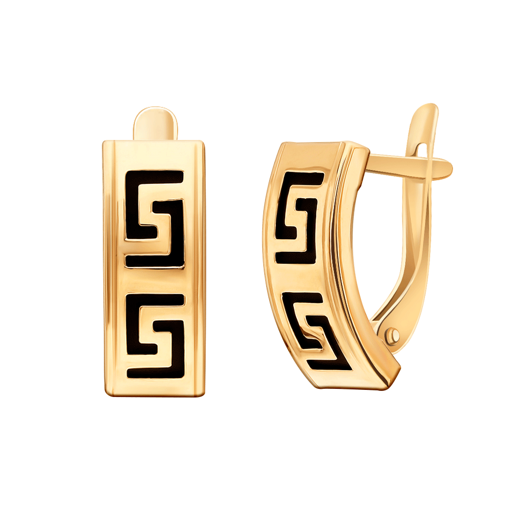 Серьги с каучуком из красного золота 585 20303к