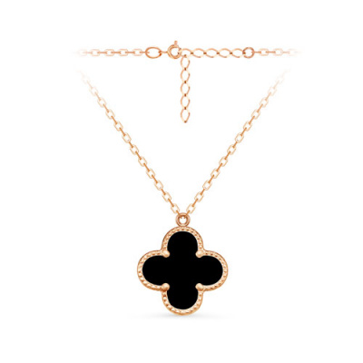 Колье Клевер с ониксом из красного золота 585 ЦВКП 15-6