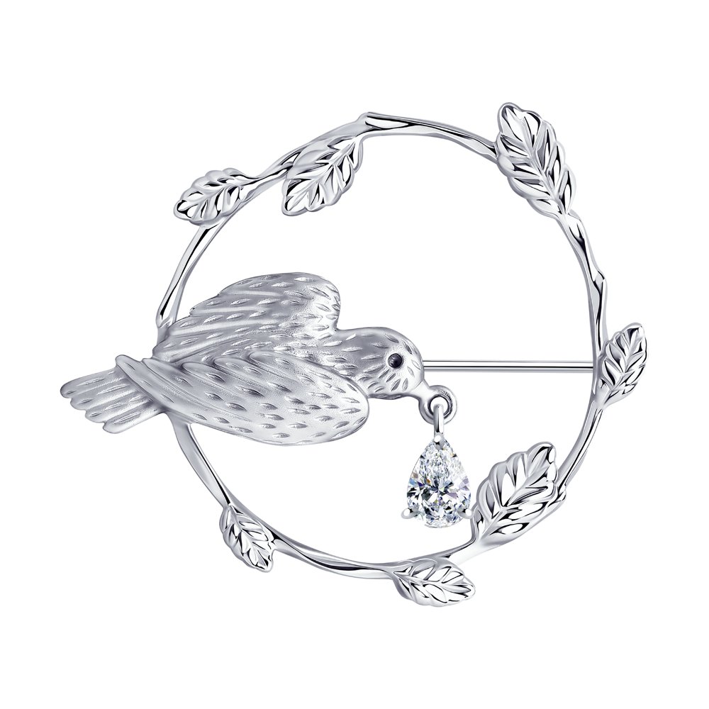 Брошь с кристаллами Swarovski из серебра 925 