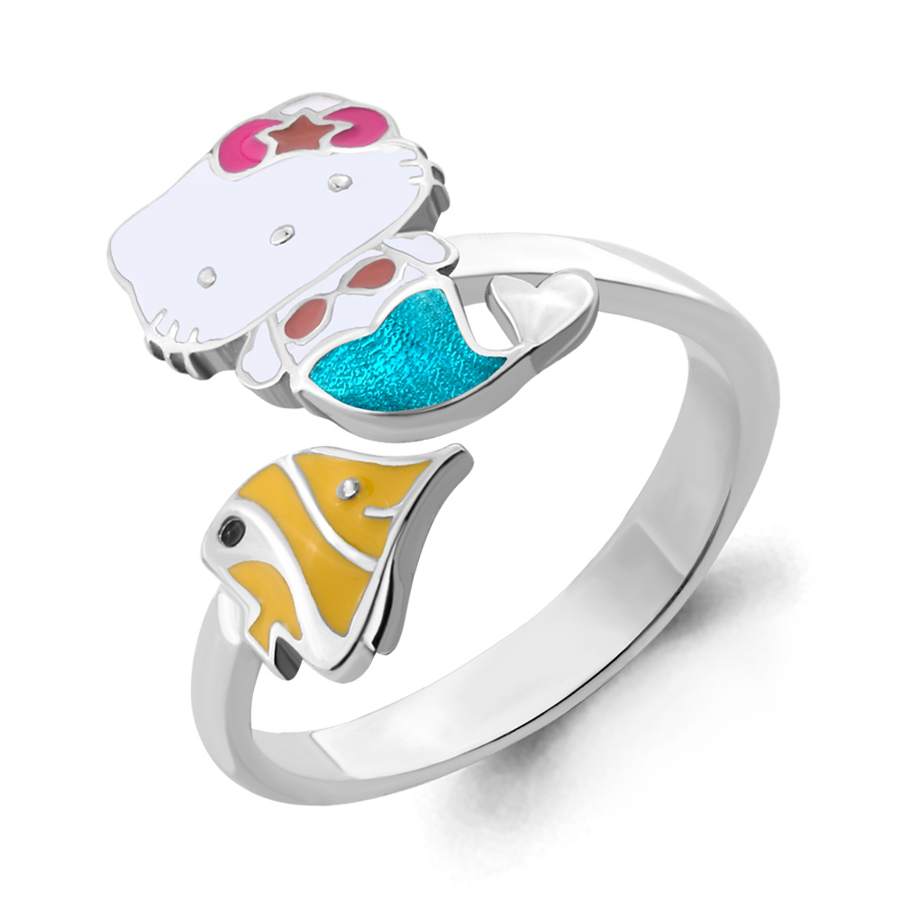 Кольцо детское Hello Kitty с эмалью из серебра 925 с родированием 54635.5
