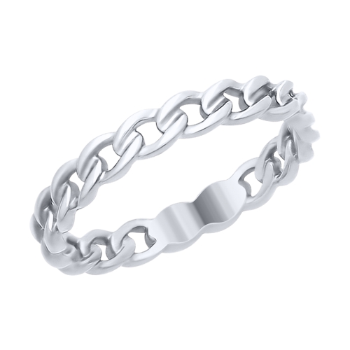 Кольцо без камней из серебра 925 с родированием