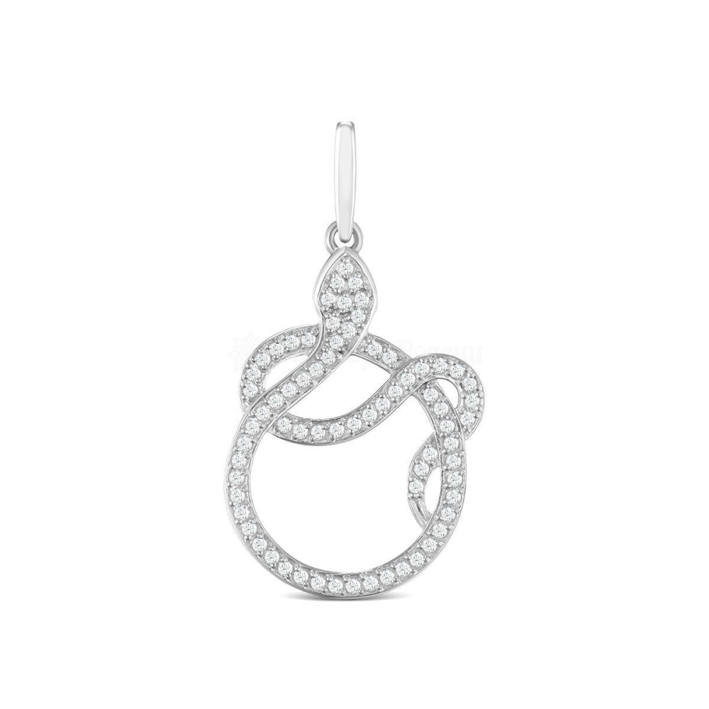 Подвеска Змея с фианитами из серебра 925 с родированием П-2662-Р