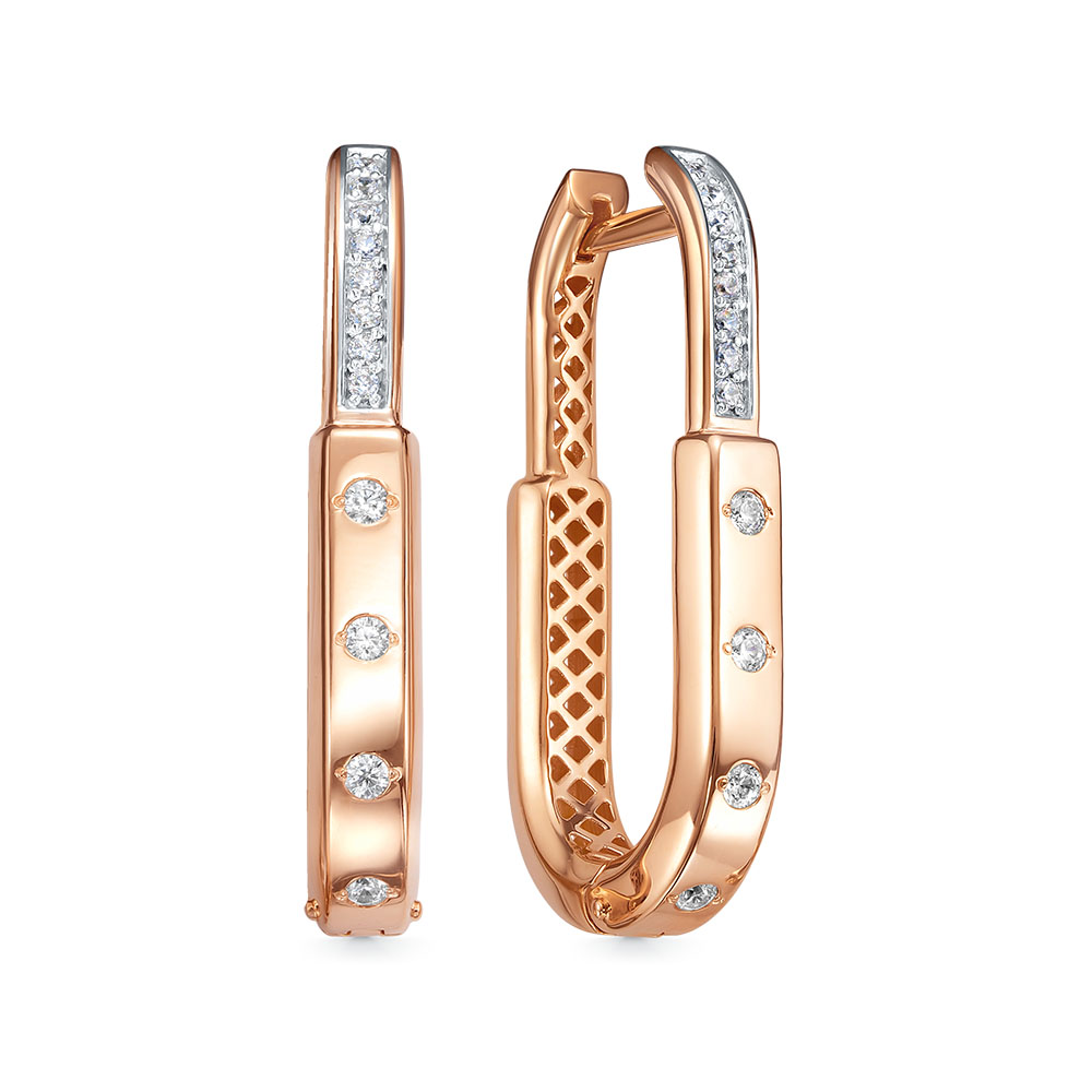 Серьги с фианитами из красного золота 585 120653