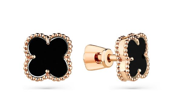 Серьги-пусеты Клевер с агатами из красного золота 585 05-1-107-0900-010