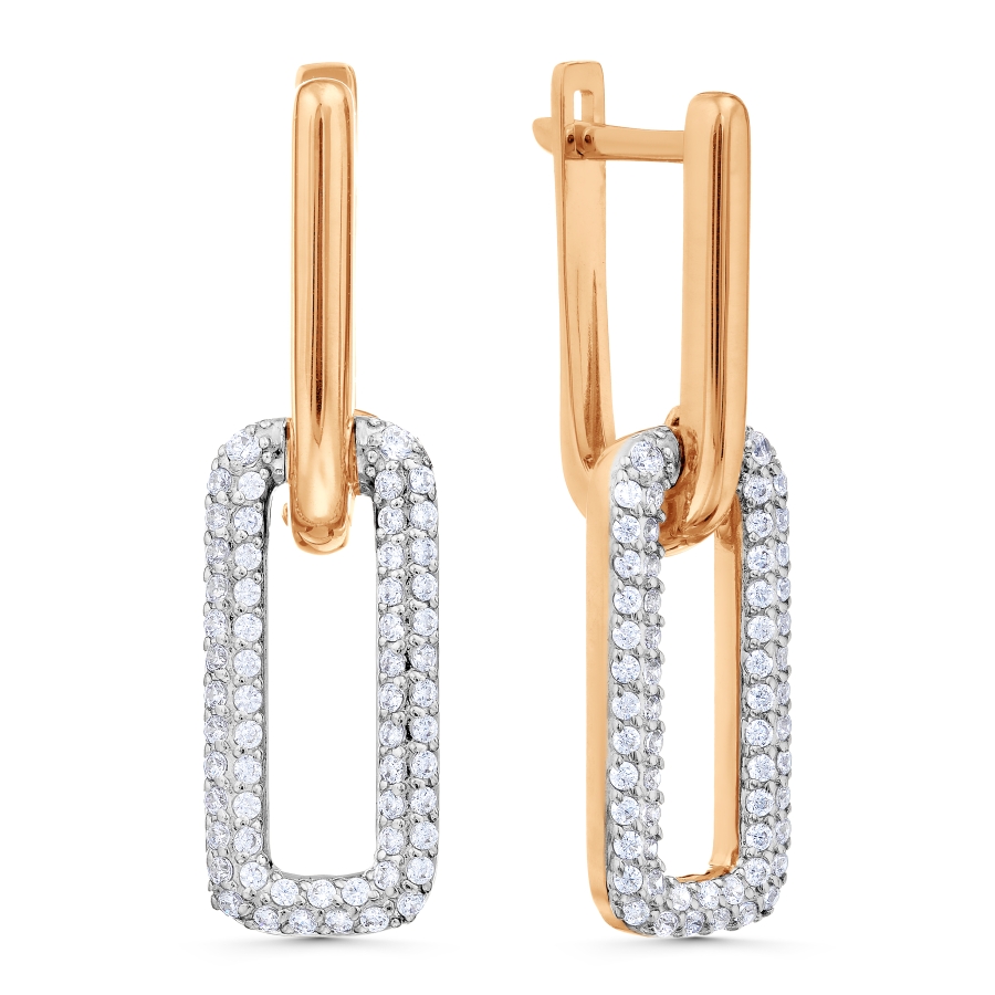 Серьги с фианитами из красного золота 585 Т14702В036