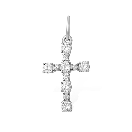 Крест декоративный с фианитами из серебра 925 с родированием