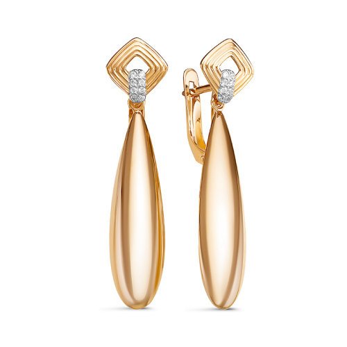 Серьги с фианитами из красного золота 585 