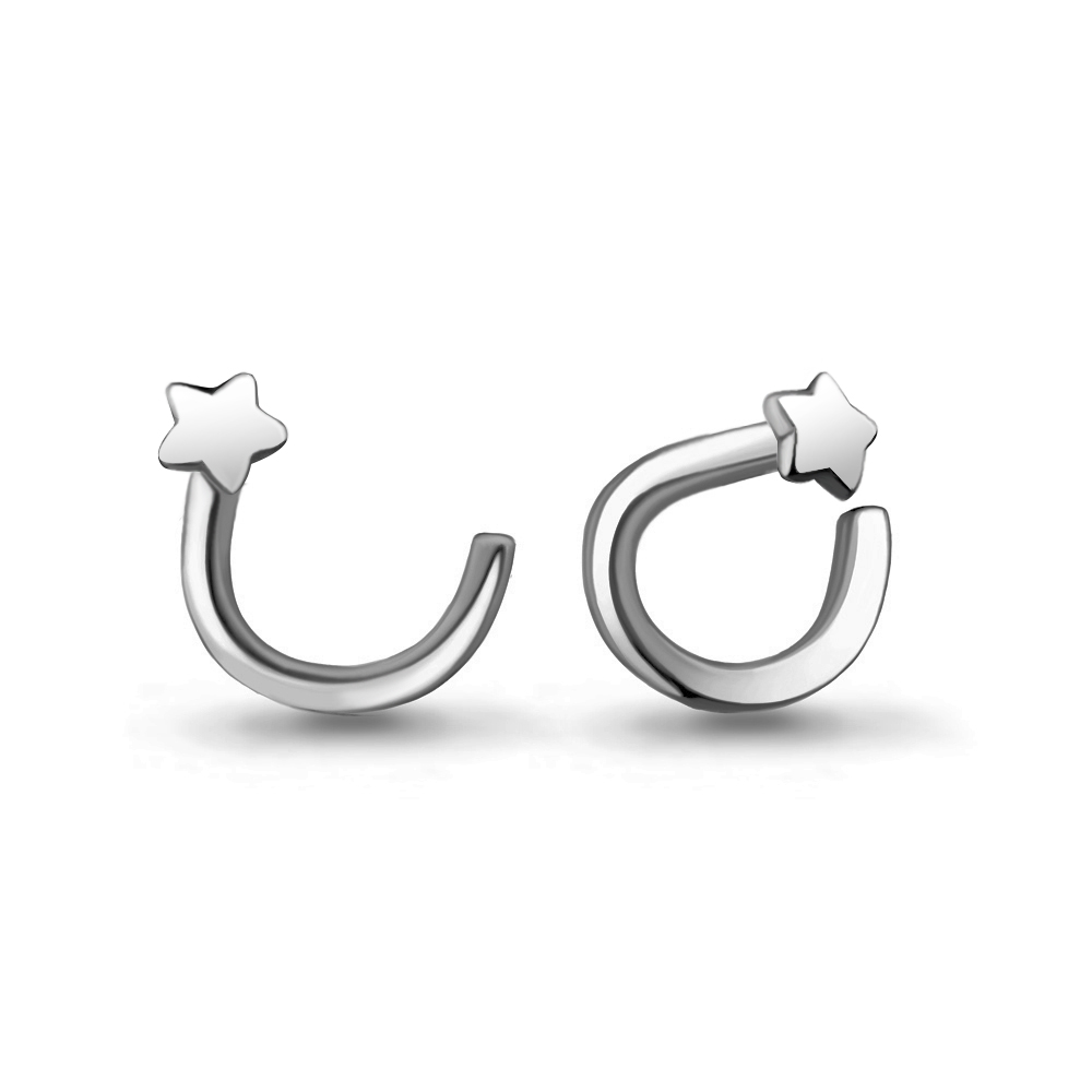 Пирсинг в нос Звезда из серебра 925 с родированием 75559.5                  