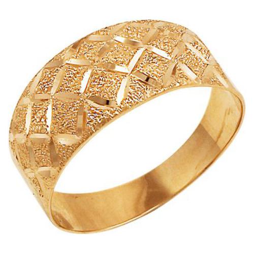 Кольцо без камней с алмазной гранью из красного золота 585