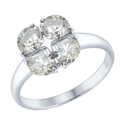 Кольцо с ювелирными кристаллами Swarovski из серебра 925 с родированием 89010104