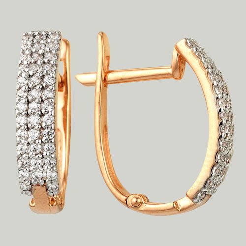 Серьги Дорожки с фианитами из красного золота 585 20046200