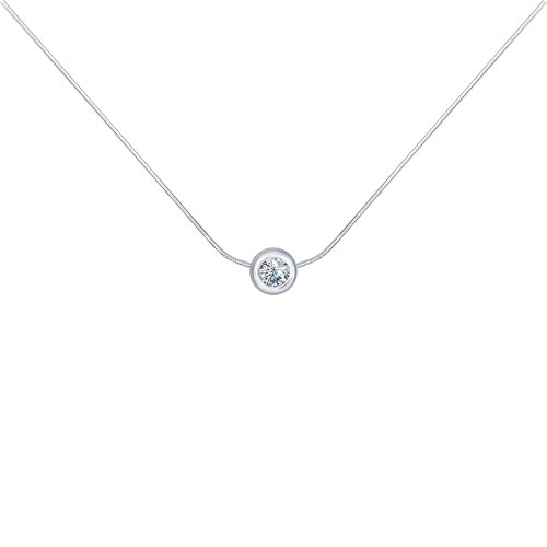 Колье с фианитом из серебра 925 с родированием 