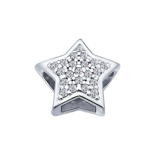 Подвеска-шарм с фианитами из серебра 925 с родированием