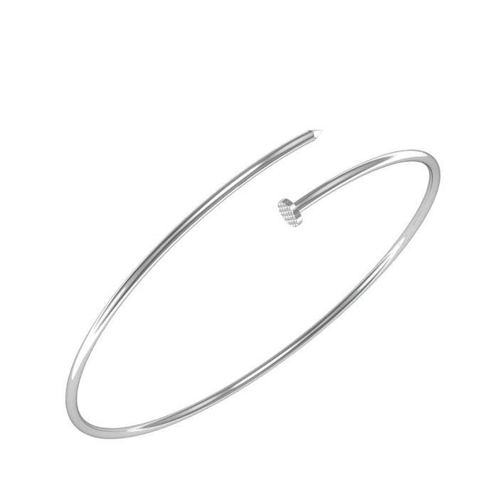 Браслет жёсткий Гвоздь из серебра 925 с родированием 611278