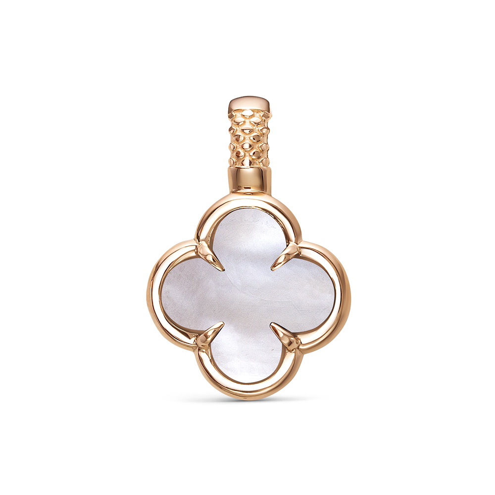 Подвеска Клевер с перламутром из красного золота 585 030111 п