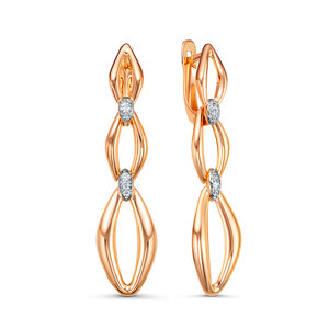 Серьги с фианитами из красного золота 585