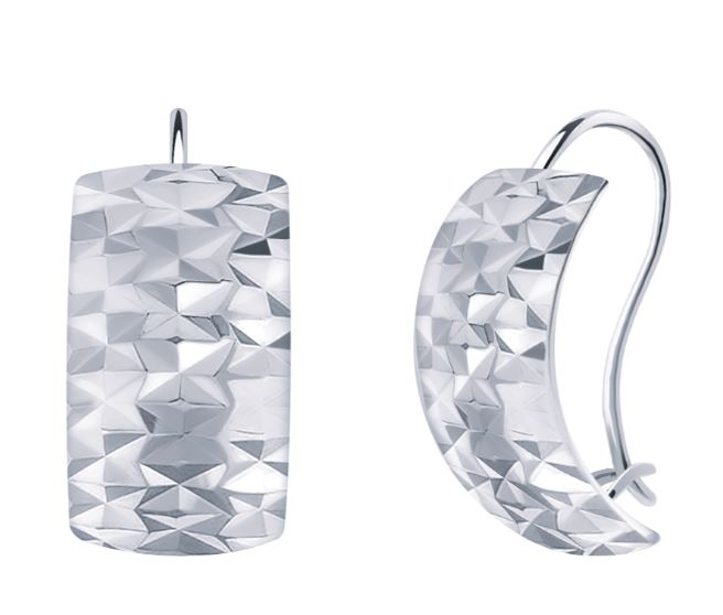 Серьги с алмазной гранью из серебра 925 с родированием 20380а-4-925