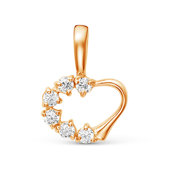 Подвеска Сердце с фианитами из серебра 925 с золочением Z3-9573з
