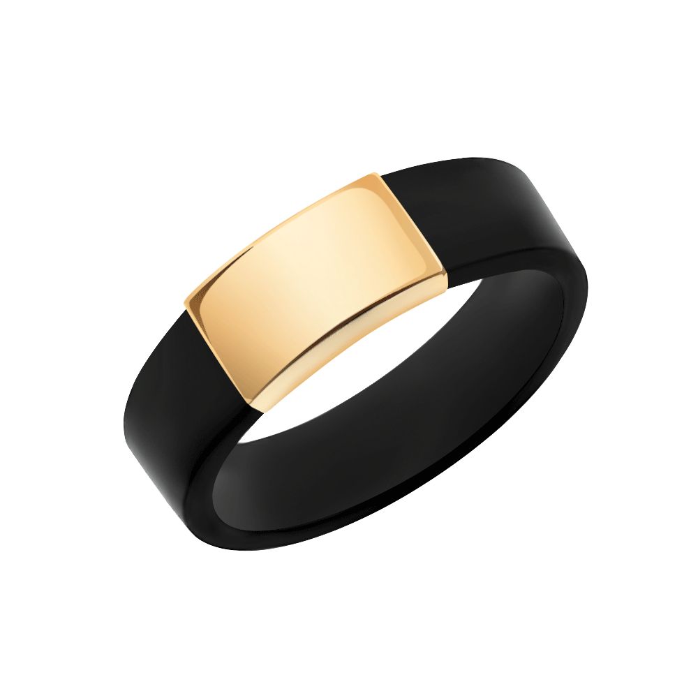 Кольцо из каучука со вставкой из красного золота 585 10667к