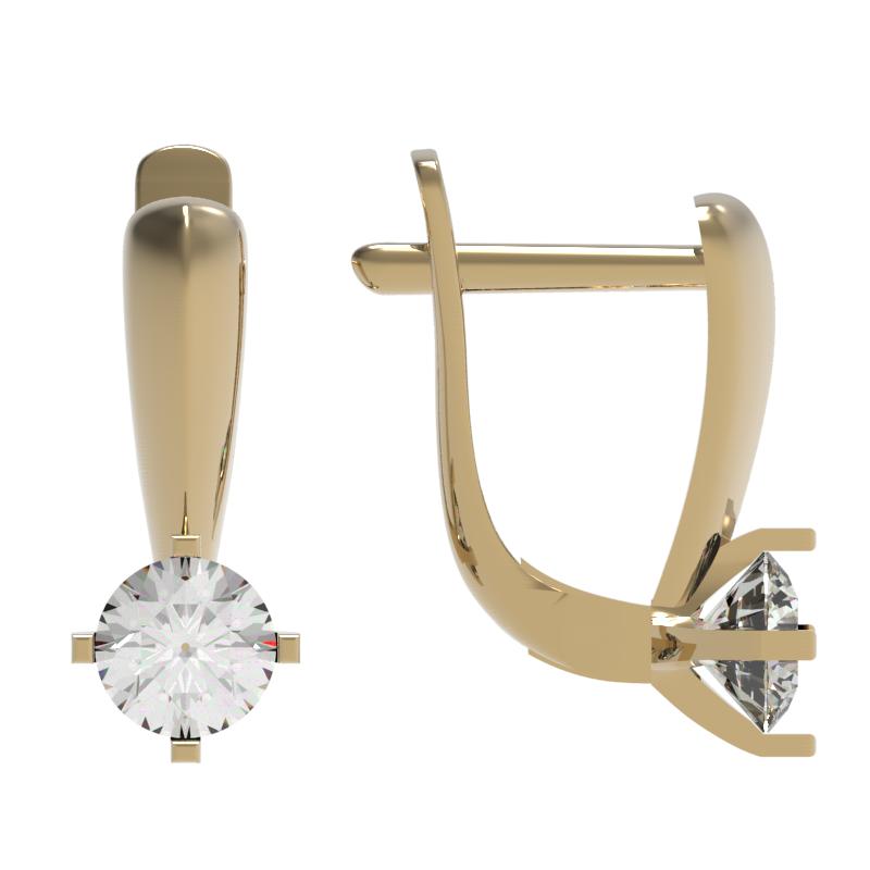 Серьги с фианитами из красного золота 585