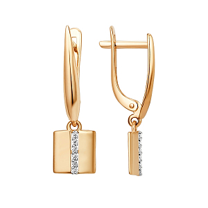 Серьги с фианитами из красного золота 585