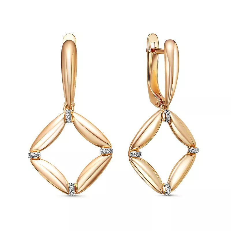 Серьги с фианитами из красного золота 585 1200953