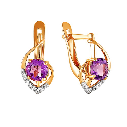 Серьги с хризолитами и фианитами из красного золота 585 2105508 1 12 1