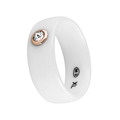 Кольцо из керамики с кристаллом Swarovski и вставкой из красного золота 585