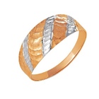 Кольцо с алмазной гранью из красного золота 585 с родированием