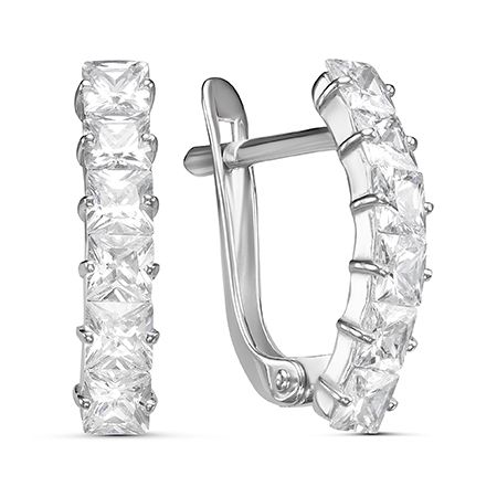 Серьги Дорожки с фианитами из серебра 925 с родированием 2-0551