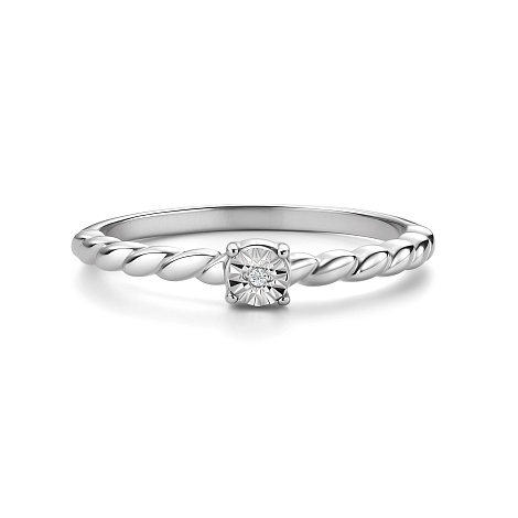 Кольцо с бриллиантом из серебра 925 с родированием