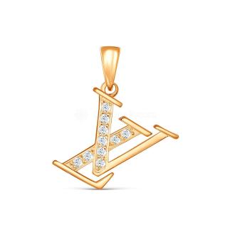 Подвеска с фианитами из серебра 925 с золочением 3-581з200