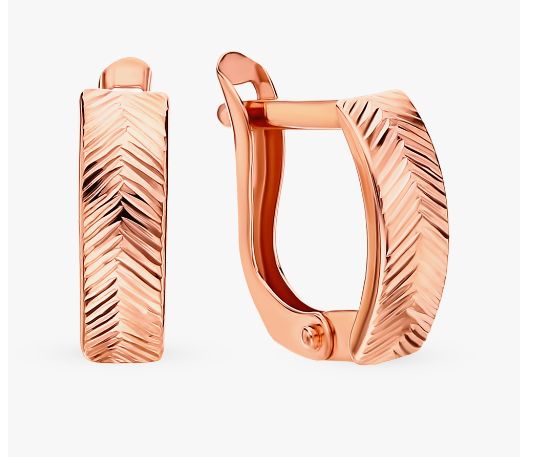 Серьги с алмазной гранью из красного золота 585 АС-596_b-001