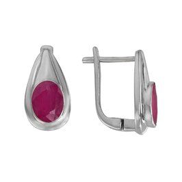 Серьги с корундами сапфира из серебра 925 с родированием ТПСН.801СФR