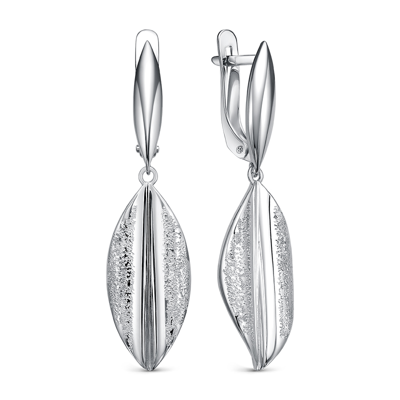 Серьги с матированием из серебра 925 с родированием с2208255