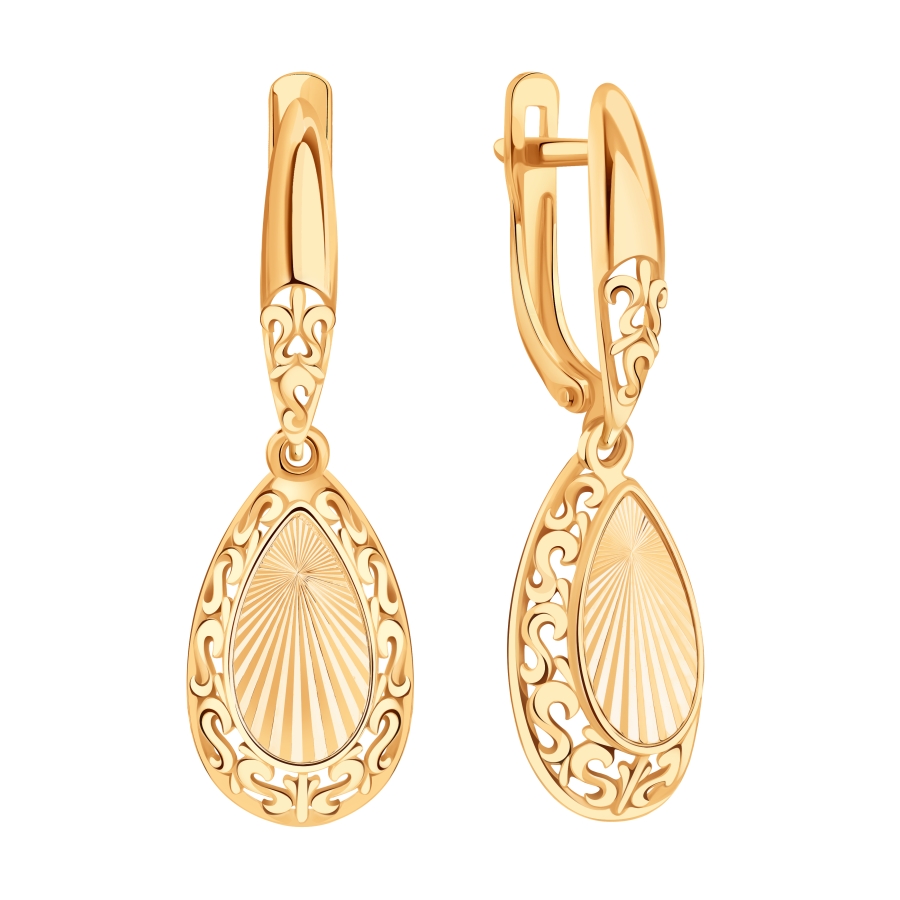 Серьги с алмазной гранью из красного золота 585 Т11062В657